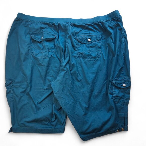 Liz & Me Womens Plus Size 5X Teal Cargo Capri Pants Elastic Waist Pockets - Picture 4 of 12